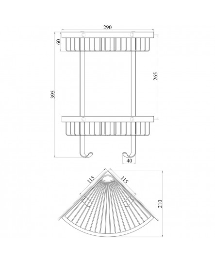 Полка двойная угловая TOPAZ TKB-4115-2-BL