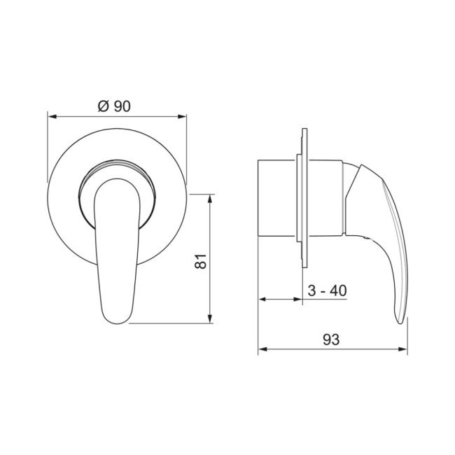 Внешняя часть смесителя для душа Oras Polara 1487 2