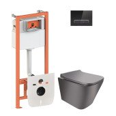 Набор Qtap инсталляция 4 в 1 с панелью смыва Nest (QT0133M425 + QT0111V1107GB) + унитаз с сиденьем Tern QT1733052ERMB