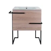 Комплект Qtap Taurus 600х800х437 Whitish oak тумба підлогова + раковина урізна QT2471TNT603WO