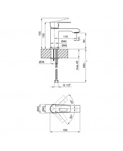 Змішувач для раковини Qtap Tern 1061102C