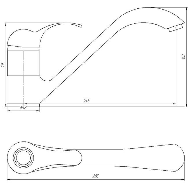 Змішувач для кухні CRISTAL Omega GOM-111 латунь Литий Вилив 2