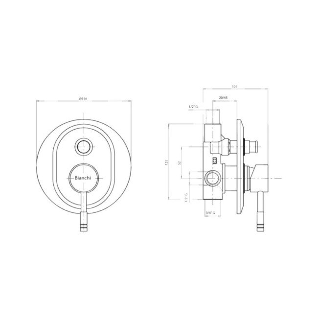 Змішувач прихованого монтажу для душу Bianchi Mody INDMDY2010CRM для двох споживачів 2