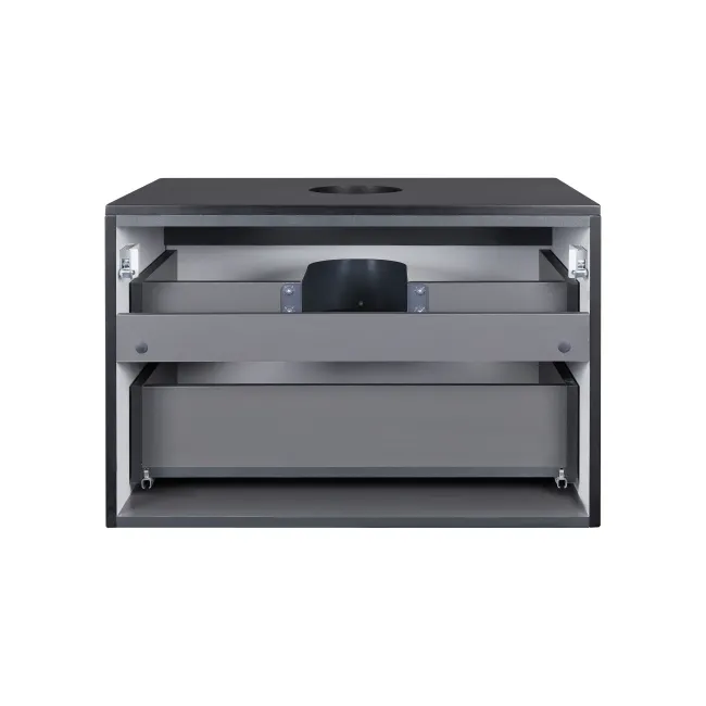 Тумба підвісна Qtap Tern 700х476х469 Matt black зі стільницею QT1779TPL702MB