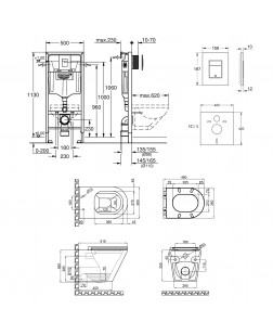 Набір інсталяція 4 в 1 Grohe Rapid SL 38772001 + унітаз з сидінням Qtap Scorpio QT1433053ERW