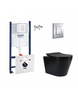 Набор инсталляция 4 в 1 Grohe Rapid SL 3884000G + унитаз с сиденьем Qtap Scorpio QT1433053ERMB