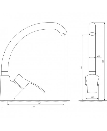 Смеситель для кухни Globus Lux QUEENSLAND GLQU-0103S-BIG ST STEEL