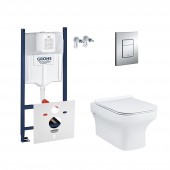 Набір інсталяція 4 в 1 Grohe Rapid SL 3884000G + унітаз з сидінням Qtap Cardinal QT0433C660HW