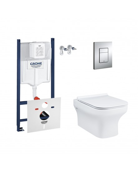 Набор инсталляция 4 в 1 Grohe Rapid SL 3884000G + унитаз с сиденьем Qtap Cardinal QT0433C660HW