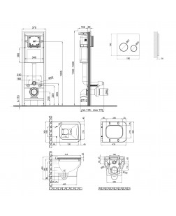 Набор Qtap инсталляция 4 в 1 с панелью смыва Nest (QT0233M370 + QT0211P01V1176W) + унитаз с сиденьем Cardinal QT0433C660HW