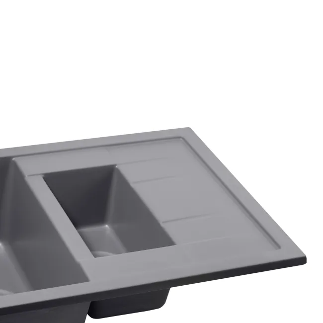 Кухонна мийка з додатковою чашею Qtap CS 7648 Grey (QT7648GRE471)