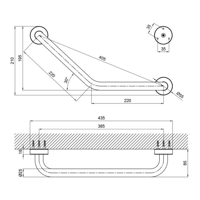 Поручень для ванны Lidz (CRM) 121.03.02 2