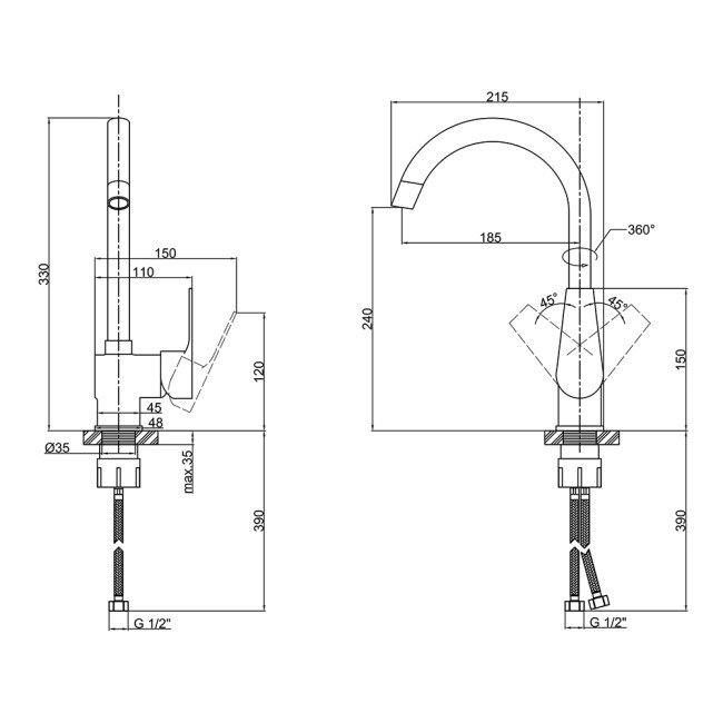 Смеситель для кухни Lidz (CRM) 20 38 016 08 2