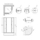 Душова кабіна Lidz Wieza SC80x80.SAT.MID.L, скло Linie 4 мм