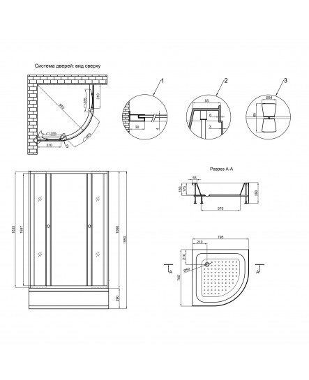 Душевая кабина Lidz Wieza SC80x80.SAT.MID.L, стекло Linie 4 мм