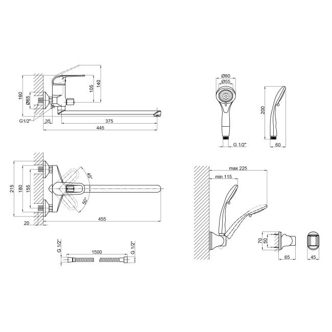 Змішувач для ванни Lidz (CRM) Cosmos 80 005E-1 New 2