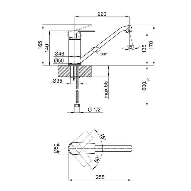 Змішувач для кухні Qtap Tenso CRM 002 2