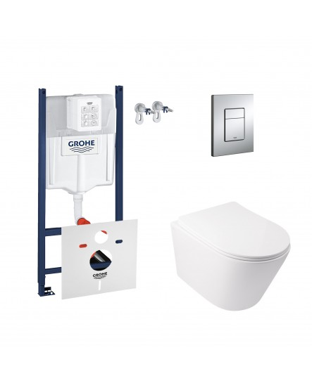 Набор инсталляция 4 в 1 Grohe Rapid SL 3884000G + унитаз с сиденьем Qtap Swan QT16335178W