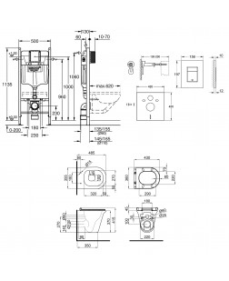 Набір інсталяція 4 в 1 Grohe Rapid SL 3884000G + унітаз з сидінням Qtap Virgo QT1833051ERW