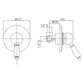Змішувач прихованого монтажу для душу Bianchi Vintage INDVNT2007ORO Змішувач прихованого монтажу для душу Bianchi Vintage INDVNT2007ORO