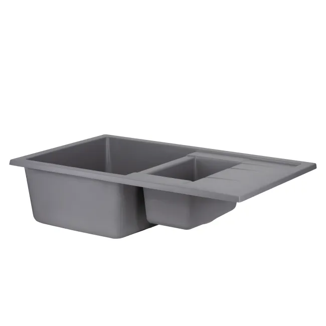 Кухонна мийка з додатковою чашею Qtap CS 7648 Grey (QT7648GRE471)