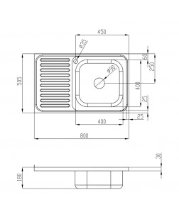 Кухонна мийка Lidz 5080-R 0,8 мм Decor (LIDZ5080RDEC06)