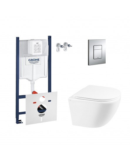 Набор инсталляция 4 в 1 Grohe Rapid SL 3884000G + унитаз с сиденьем Qtap Robin QT1333046ENRW