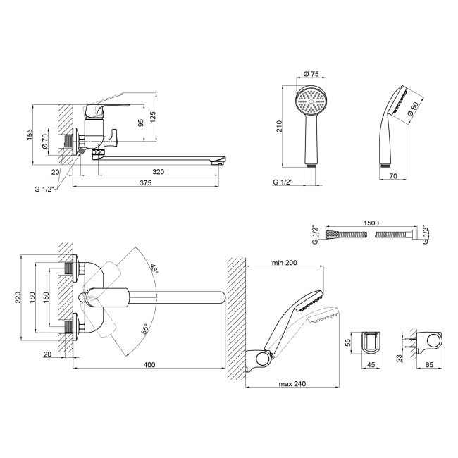 Змішувач для ванни Qtap Fresh WCR 005 New Змішувач для ванни Qtap Fresh WCR 005 New