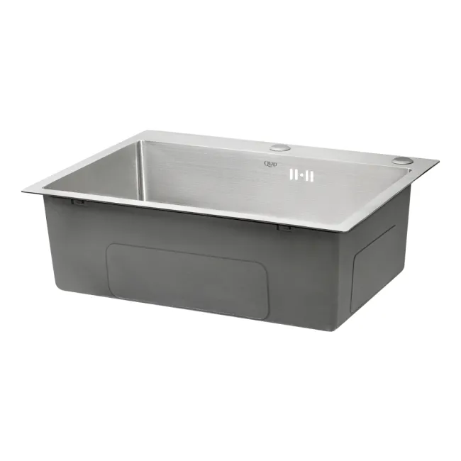 Набір 4 в 1 Qtap кухонна мийка D6045 2.7/1.0 мм Satin + змішувач + сушарка + дозатор для миючого засобу