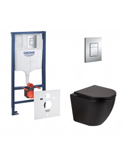 Набор инсталляция 4 в 1 Grohe Rapid SL 38772001 + унитаз с сиденьем Qtap Tern QT13332141ERMB