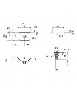 Раковина Qtap Tern 450х260х155 Matt black з донним клапаном QT17115117LMB