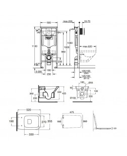 Набор унитаз Azzurra Prua PRU100B1SOSK с сиденьем Azzurra Prua PRU1800F + инсталляция Grohe Rapid SL 38772001