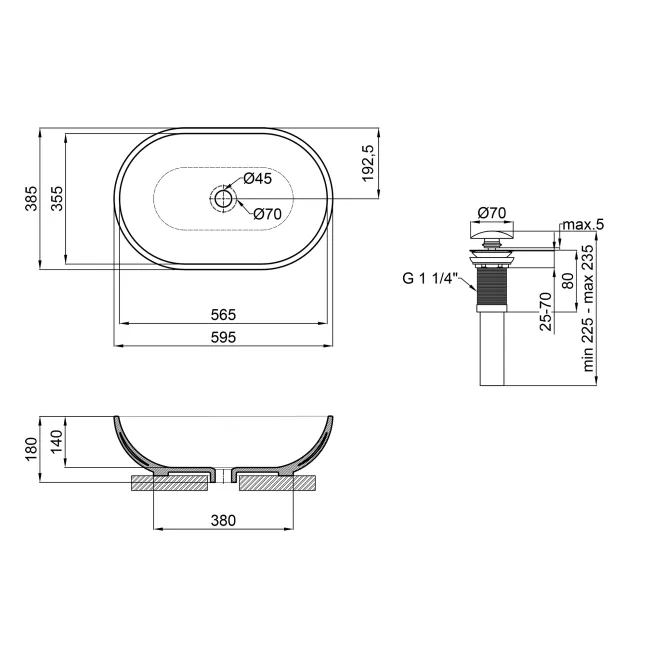 Раковина-чаша Qtap Leo 585х380х180 White с донным клапаном QT1111A028W 2 Раковина-чаша Qtap Leo 585х380х180 White с донным клапаном QT1111A028W 2