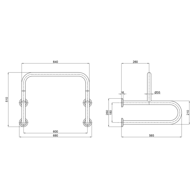 Поручень двойной для писсуара Qtap Freedom 600x520 Chrome QT229188CHR 2 Поручень двойной для писсуара Qtap Freedom 600x520 Chrome QT229188CHR 2