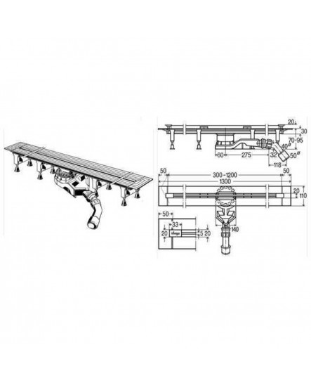 Душовий лоток Advantix Vario 30-120 см VIEGA 721671