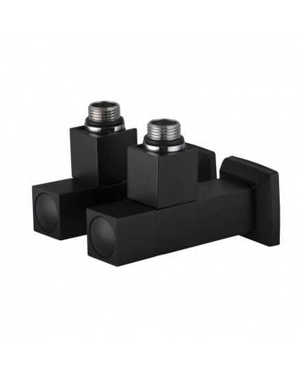 Набор Угловой кран полуоборотный с американкой SOLOMON LUX 1/2" CUBE BLACK 8888 (2шт.)