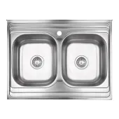Кухонна мийка з двома чашами Lidz 6080 0,8 мм Decor (LIDZ6080DEC08)