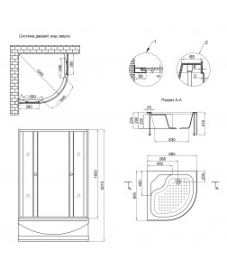 Душова кабіна Lidz Wieza SC90x90.SAT.HIGH.L, скло Linie 4 мм