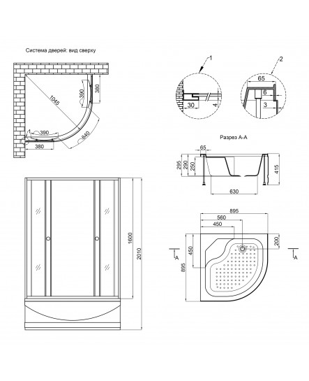 Душова кабіна Lidz Wieza SC90x90.SAT.HIGH.L, скло Linie 4 мм