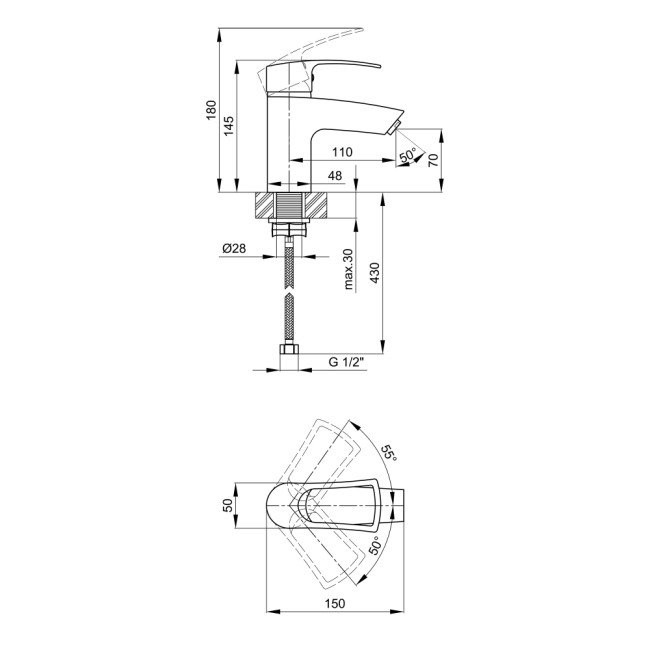 Змішувач для раковини Lidz (CRM) 44 80 001F 2