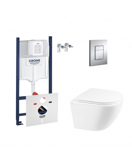 Набір інсталяція 4 в 1 Grohe Rapid SL 3884000G + унітаз з сидінням Qtap Robin QT1333046ERW