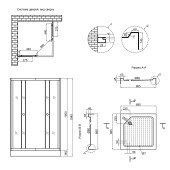 Душевая кабина Lidz Wawel SC90x90.SAT.LOW.GR, стекло тонированное 4 мм