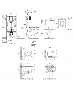 Набір інсталяція 4 в 1 Grohe Rapid SL 3884000G + унітаз з сидінням Qtap Gemini QT25332614EW