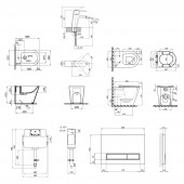Набор Qtap смывной бачок с панелью смыва Nest (QT0122490S4Q1 + QT0111M08V1384W) + унитаз Swan QT16223178W + биде Stork QT15443378W + смеситель для биде Arena QTARECRM001A