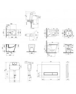 Набор Qtap смывной бачок с панелью смыва Nest (QT0122490S4Q1 + QT0111M08V1384W) + унитаз Swan QT16223178W + биде Stork QT15443378W + смеситель для биде Arena QTARECRM001A
