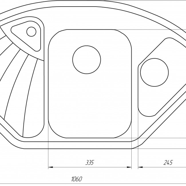 Гранитная мойка Globus Lux AVERNO мокко 1060х575мм