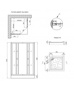 Душова кабіна Lidz Wiezak SC80x80.SAT.LOW.L, з піддон Mazur