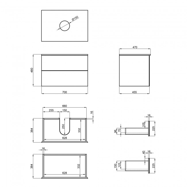 Тумба подвесная Qtap Tern 700х476х469 White со столешницей QT1779TPL701W