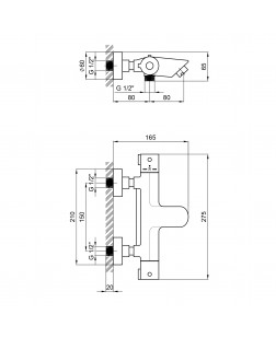 Смеситель термостатический для ванны Qtap Inspai-Therm CRMT300800