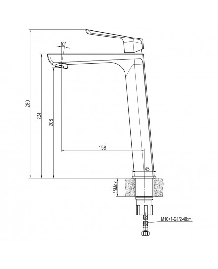 Смеситель для умывальника TOPAZ LEXI TL 21203-H57-BL черный